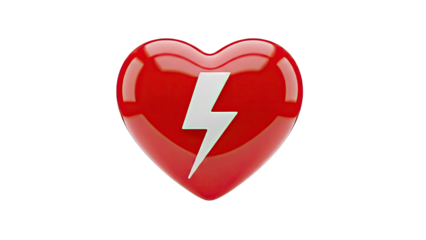 Red Heart with Lightning Bolt Icon