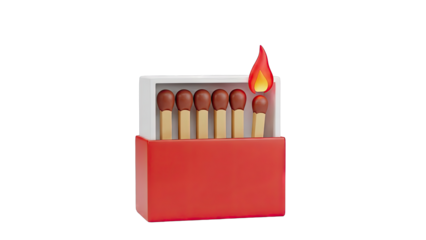 Red Matchbox with Burning Match
