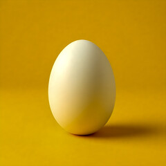  egg on white background,Simple white hen's egg standing upright on a bold, vibrant yellow background, minimalist.boiled egg on yellow background 