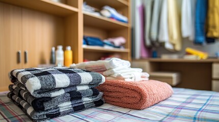 Graduation season theme, basketball and sports backpack placed on the stands beside the basketball court, graduation ribbons on the ground, background is gymnasium