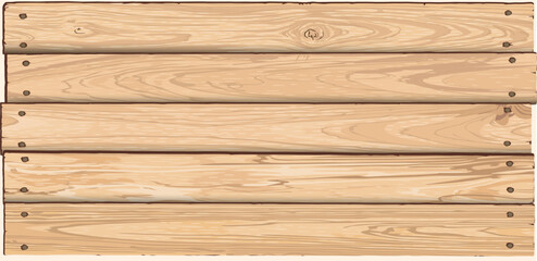 Fototapeta premium Blank signboard isolated made from cut timber panels and held together with brass rivets graphic illustrated. Nameplate wooden whitewashed texture pattern.