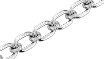 Obraz premium Close-up view of a strong, metallic chain made of interconnected oval links, showcasing its robust construction