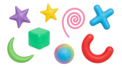 Vibrant and Playful 3D Shapes A Whimsical Collection of Colorful Geometric Forms for Creative Expression