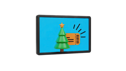 Christmas Tree and Ticket on Digital Screen
