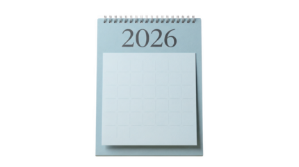 2026 calendar with blank note pages, AI, PNG