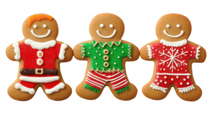 Festive cookies in cheerful shapes for holidays, created AI, PNG