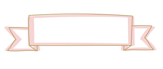 細い線とマーカー風の線で描いた手書きのリボンフレーム