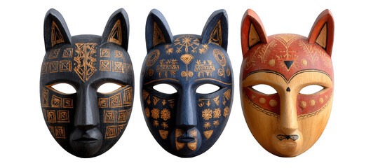 Three intricately designed animal masks showcasing cultural artistry and craftsmanship