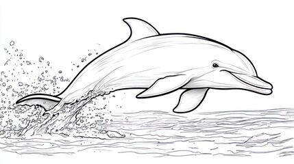 Obraz premium Jumping dolphin illustration black and white art for aquatic wildlife theme