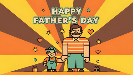 Happy Father Day background featuring flat style celebratory typography with warm family appreciation theme and clean modern festive composition for honoring dad on special occasion