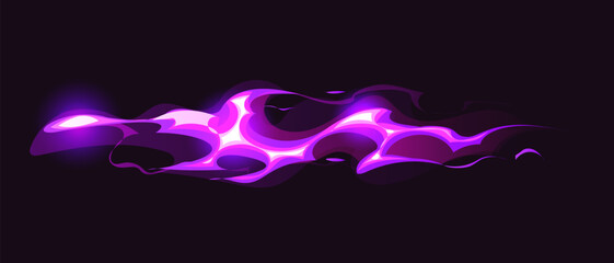 Cartoon game magic power wave of wizard glow vfx light effect, vector swirl trail. Magic wand spell or energy power shine with neon purple sparkles in wave flow of wizard spell blast in motion effect © Vector Tradition