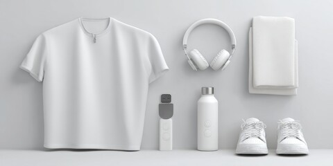 Minimalistic White Clothing and Accessories Arrangement on Light Background for Clean and Modern Lifestyle Concept