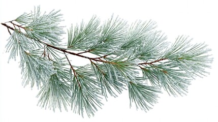 Frosted pine needle stroke isolated on white background