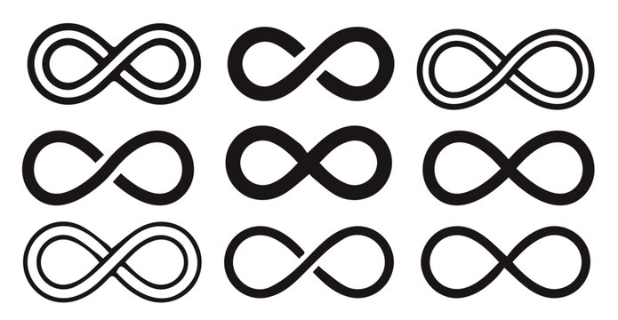 Infinity symbol set. Vector illustration