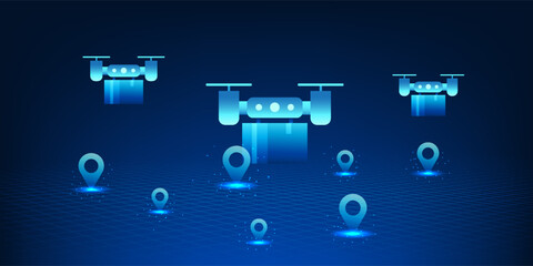 Drone Delivery Technology with GPS Navigation, Autonomous Aerial Shipping System for Smart Logistics, AI Powered Delivery Drone, Future Transportation, E-commerce Shipping, Smart City and Logistics