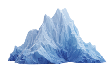 Jagged, pale blue ice mountain, isolated