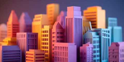 Colorful Paper Cityscape Model Featuring Vibrant Building Designs in a Unique Urban Aesthetic for Creative Architectural Projects and Designs