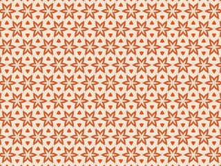 Fototapeta premium Beautiful repetitive pattern of orange floral stars on white background