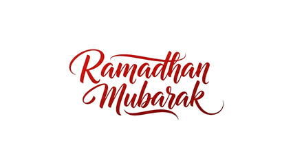 Fototapeta premium Ramadhan Mubarak Red Calligraphy – Isolated Transparent Script