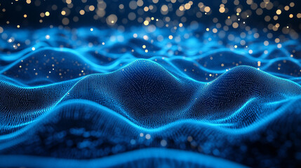 Futuristic digital blue wave background with glowing sparkling ideal for technology, data, or innovation web and marketing projects.