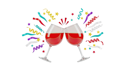 Toasting Glasses with Confetti and Stars