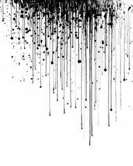Black and White Abstract Ink Drips Background Texture