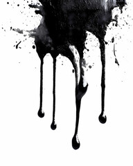 Black ink splatter paint drip abstract background