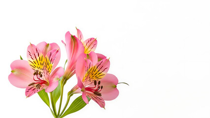 Naklejka premium Pink Alstroemeria Flowers with Yellow Centers and Dark Streaks