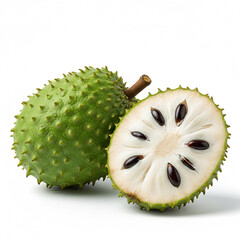 Fresh Soursop Fruit Isolated On White Background