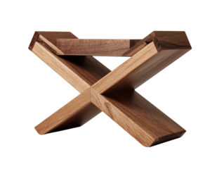 Wooden luggage rack, criss-cross design, on black