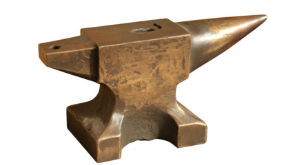 Copper colored anvil metal industrial isolated on a transparent background