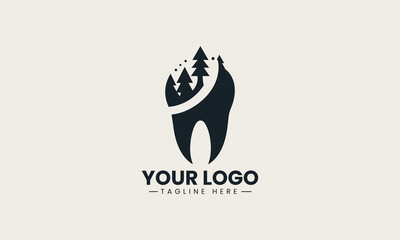 Dental tooth shape containing pine forest symbolizes natural oral health organic and fresh