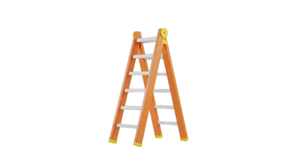 Orange A-Frame Ladder with White Rungs