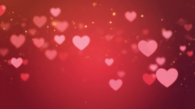 Slow Dolly Out Ethereal Abstract Love Background with Soft Focus Hearts and Glowing Romantic Gradient