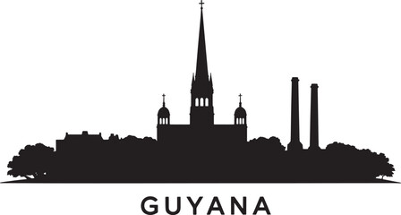 Fototapeta premium Guyana capital city skyline silhouette famous landmarks iconic buildings national monument skyline