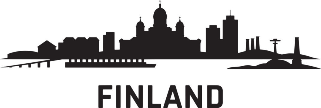Helsinki finland cathedral skyline silhouette iconic buildings modern structures vector