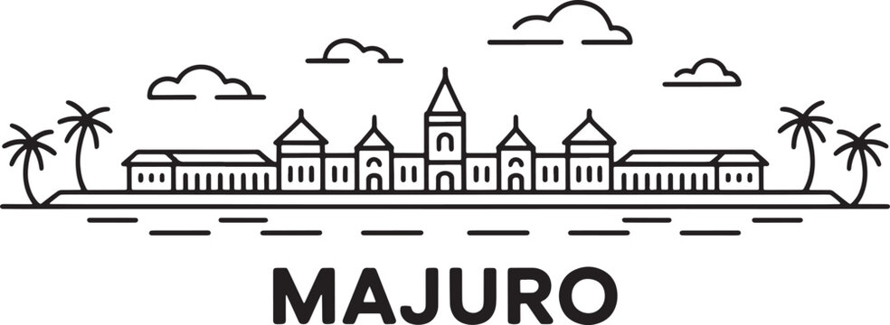 Majuro skyline line art vector illustration marshalls islands capital city silhouette drawing