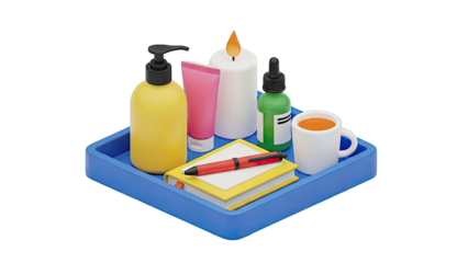 Spa Tray with Self-Care Items and Hot Beverage