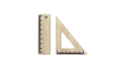 Wooden Ruler and Set Square