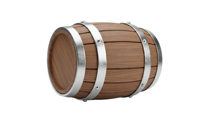 Wooden barrel with metal hoops