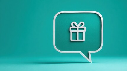 Gift box in a speech bubble depicting a gift offer appearing in chat to enhance user interaction and engagement