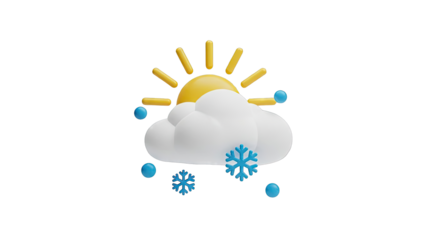 3D Weather Icon: Sun, Cloud, Snow, and Hail