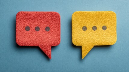 Two distinct speech bubbles representing conversation and interaction for engaging poll suggestions in digital media