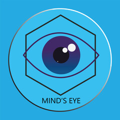 Mind's Eye Abstract Vector Illustration &ndash; Symbolic Third Eye Graphic on Blue Background