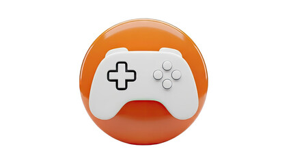 3D Game Controller Icon with Orange Background