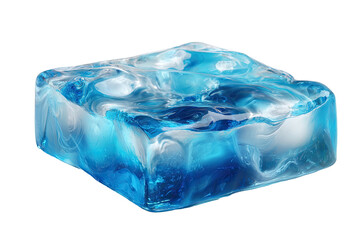 Obraz premium Translucent, textured, blue block on a black background