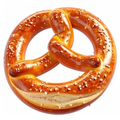 Close-up of a perfectly baked soft pretzel with coarse salt