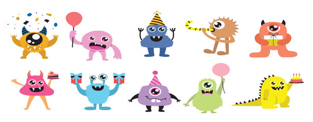 Obraz premium playful collection of quirky and colorful monster