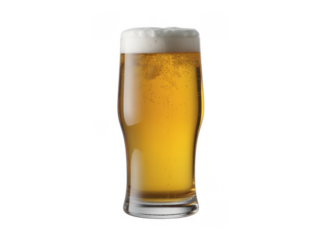 Full glass of beer with foam drink alcohol isolated on a transparent background