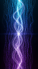 Tall dynamic abstract design evoking technology and information streams